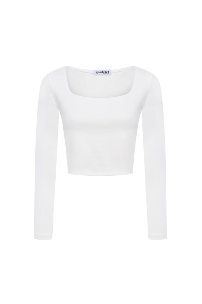 Viscose Long-Sleeve Top with U-Neckline